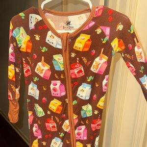 Little Sleepies Brown Milk Carton Print Footie